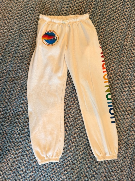 Aviator Nation Pants - Aviator Nation Cream Rainbow Logo Sweatpants sz L